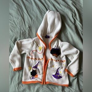 Vintage Kids Halloween embroidered Witch Cardigan 5/6